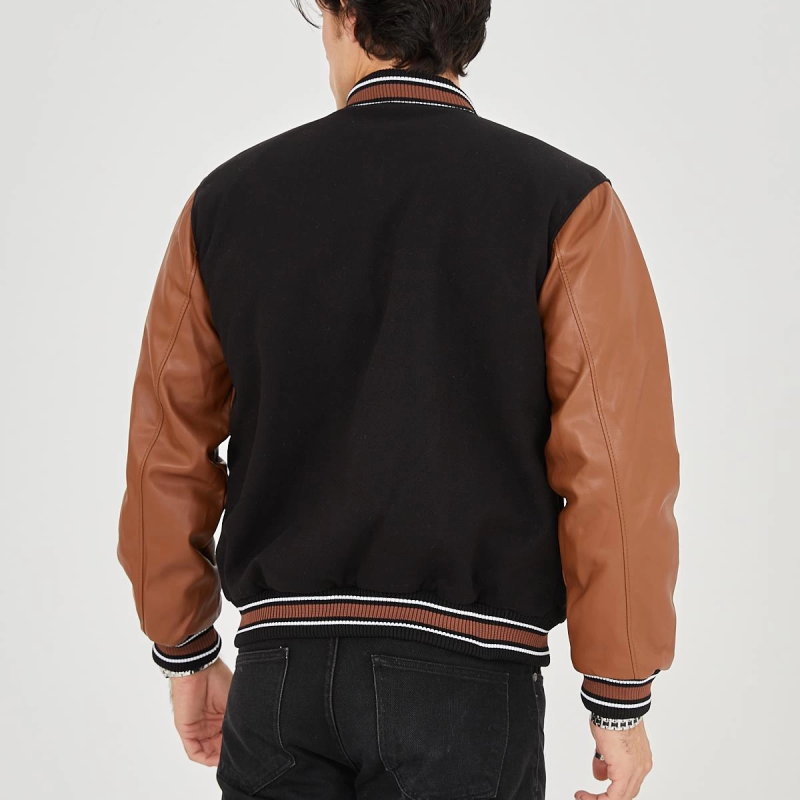 İçten Elyaf ve Astarlı Kolları Suni Deri Ceket - Kahverengi -