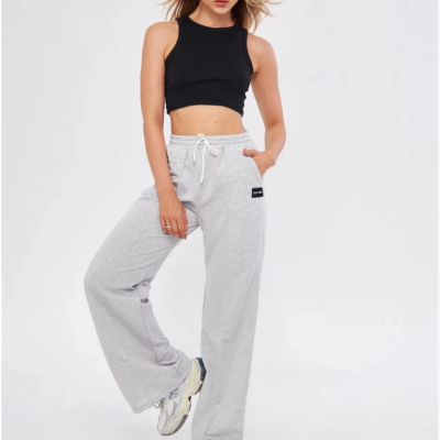 İki iplik Bol Paça Eşofman Pantolon - Gri