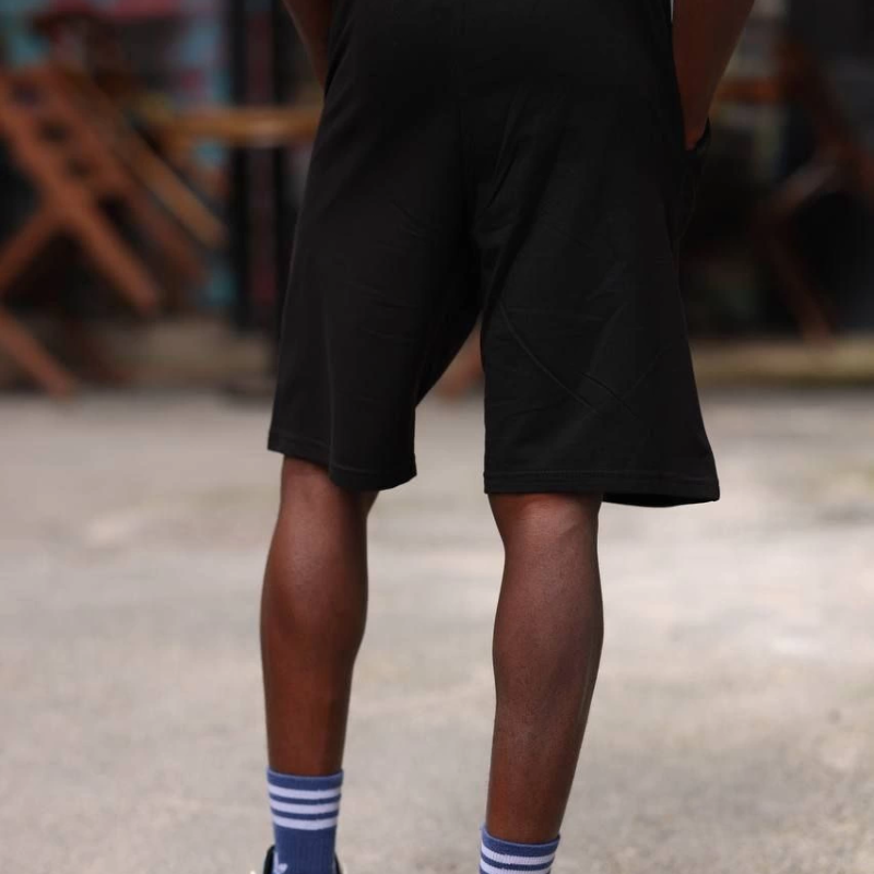 İki İplik Cepli Şort - Siyah -