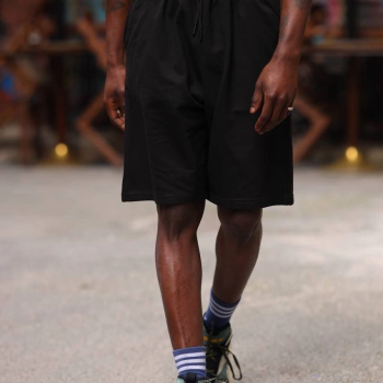 İki İplik Cepli Şort - Siyah -