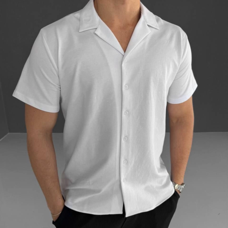 İki İplik Kumaş  Gömlek - Beyaz -