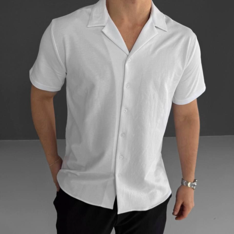 İki İplik Kumaş  Gömlek - Beyaz -