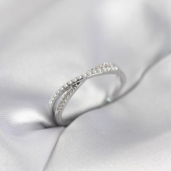 İncili ve Zirkon Taşlı Gümüş Renk Kadın Yüzük