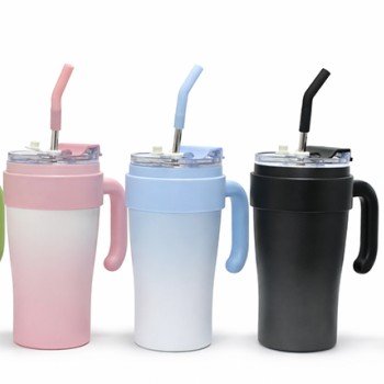 Isı Muhafazalı Kulplu Ve Pipetli Çelik Termos Kupa 