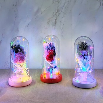 Işıklı Müzikli Romantik Gül Buketi 