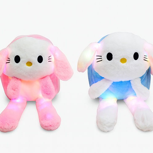Işıklı Peluş Oynar Kulaklı My Melody ve Cinnamoroll Sırt Çantası 
