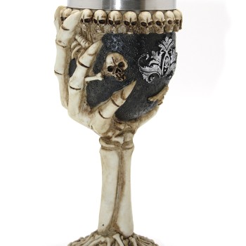 İskelet Eli Tutan 3D Kabartmalı Paslanmaz Çelik Kadeh Bardak