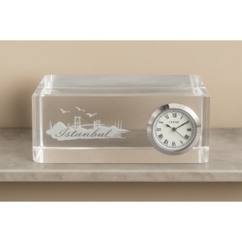 İstanbul Tasarımlı Kristal Saatli Biblo 