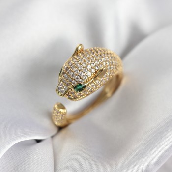 Jaguar Model Gold Renk Zirkon Taşlı Kadın Yüzük