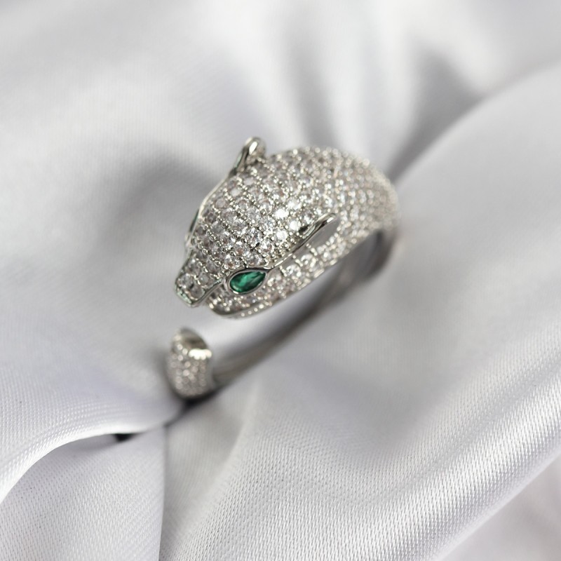 Jaguar Model Gümüş Renk Zirkon Taşlı Kadın Yüzük