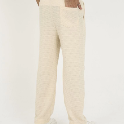 Jakar Kutu Desenli Baggy Eşofman Pantolon - Bej