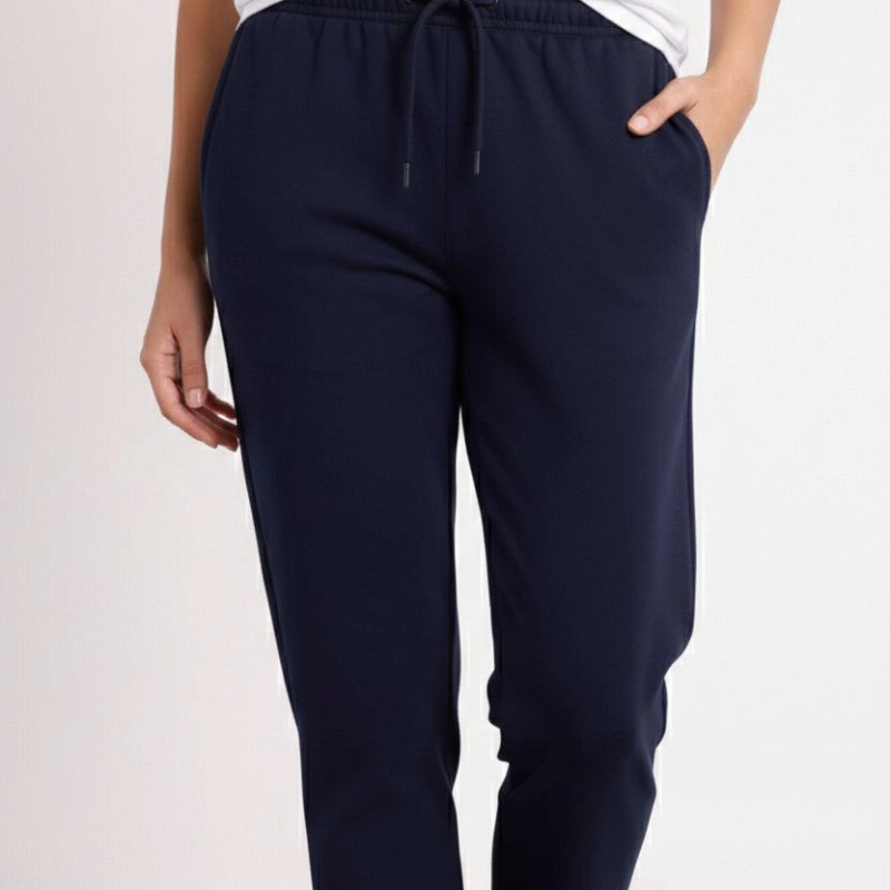 Kadın Düz Paça Beli Lastikli Eşofman Altı Pantolon - Lacivert