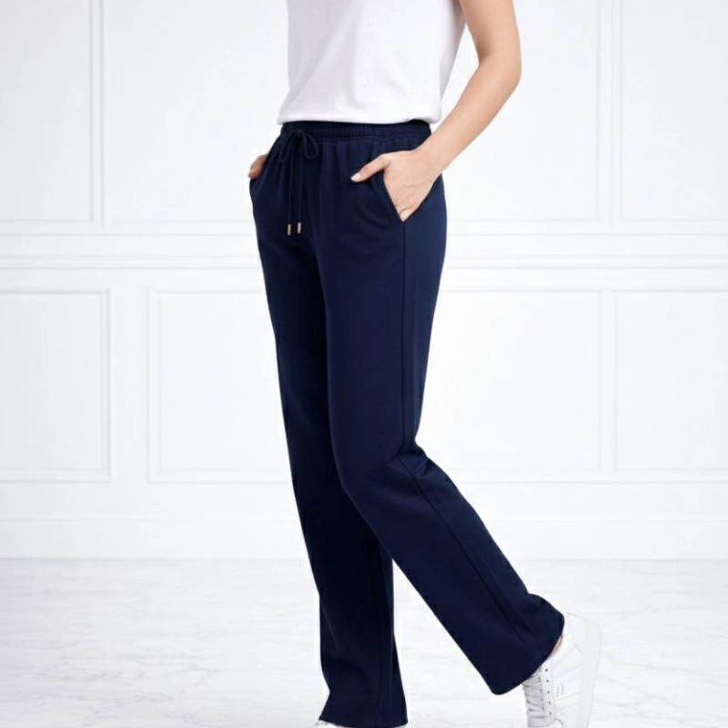 Kadın Düz Paça Beli Lastikli Eşofman Altı Pantolon - Lacivert