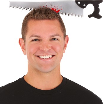 Kafaya Saplanmış Halloween Kanlı Testere Şaka Tacı 