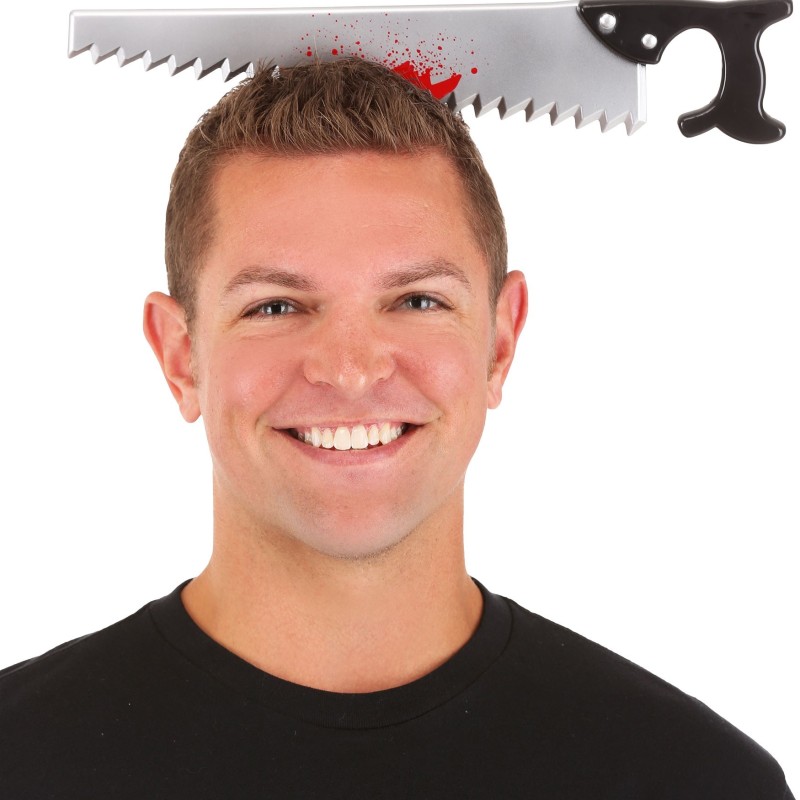 Kafaya Saplanmış Halloween Kanlı Testere Şaka Tacı 