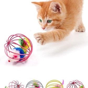 KAFESLI FARELI KEDI KÖPEK OYUN TOPU