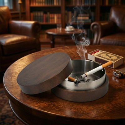 Kahverengi Bambu Kapaklı Küllük 