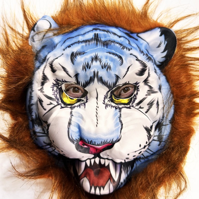 Kahverengi Saçlı Peluş Köpek Kurt Kaplan Maskesi 34 No