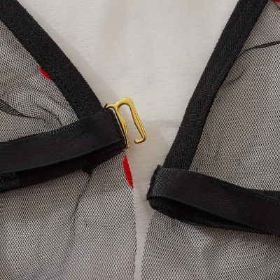 Kalp Desenli Siyah Transparan Tül Gecelik TM1378