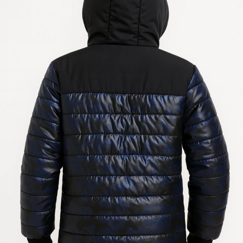 Kamuflaj Desenli Mont İçi Sıcak Tutan Pelüş Astarlı, Kapüşonlu, Fnt - Lacivert