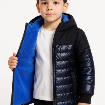 Kamuflaj Desenli Mont İçi Sıcak Tutan Pelüş Astarlı, Kapüşonlu, Fnt - Lacivert