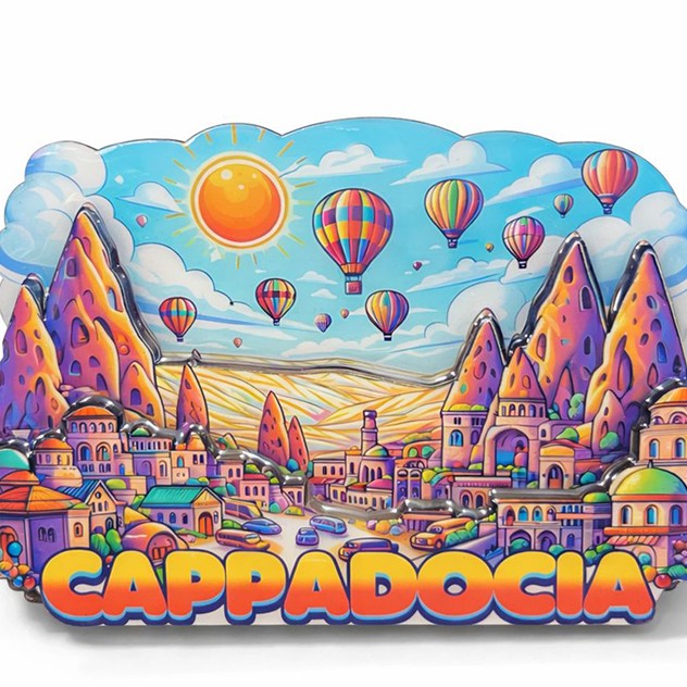 Kapadokya Temalı Ahşap Buzdolabı Magneti Model 4