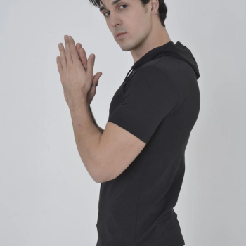 Kapşonlu Slim Fit T-shirt - Siyah -