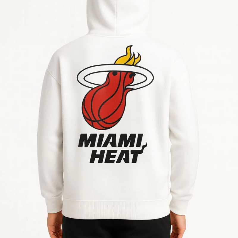 Kapşonlu Sweatshirt Ön  Arka Baskılı - Beyaz -