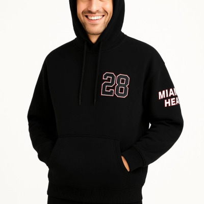 Kapşonlu Sweatshirt – Oversize Fit, Ön  Arka Baskılı,- Siyah -