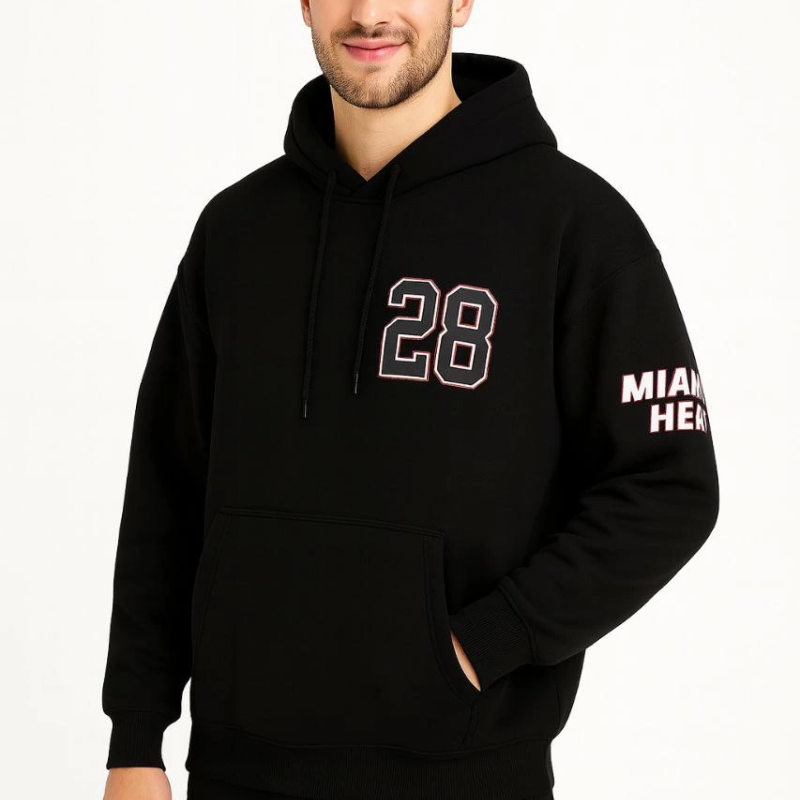 Kapşonlu Sweatshirt – Oversize Fit, Ön  Arka Baskılı,- Siyah -