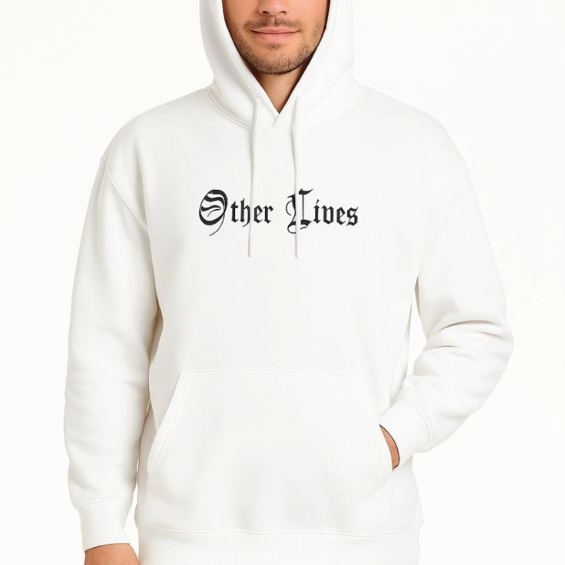 Kapşonlu Sweatshirt – Oversize “Other Lives” Ön  Arka Baskılı- Beyaz -