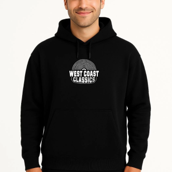 Kapşonlu Sweatshirt – “West Coast Classics” Ön  Arka Baskılı,- Siyah -