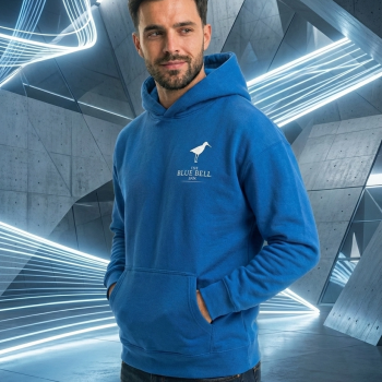 Kapüşonlu Double Oversize Hoodie – Üç İplik Pamuklu, Deniz ve Yelken Baskılı, Kanguru Cepli Premium Sweatshirt - Saks Mavi