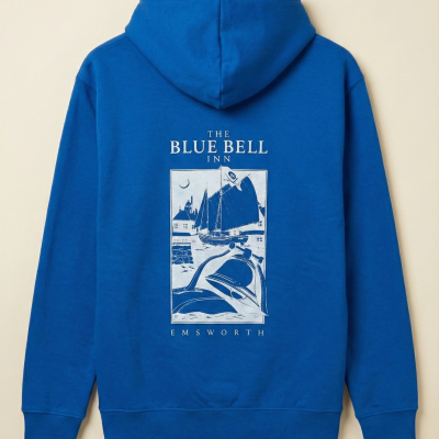 Kapüşonlu Double Oversize Hoodie – Üç İplik Pamuklu, Deniz ve Yelken Baskılı, Kanguru Cepli Premium Sweatshirt - Saks Mavi