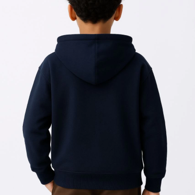 Kapüşonlu Kanguru Çepli Tam Fermuarlı Hırka SweatShirt - Lacivert -