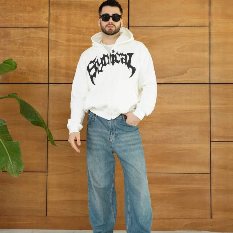 Kapüşonlu Sweatshirt Hoodie - Beyaz