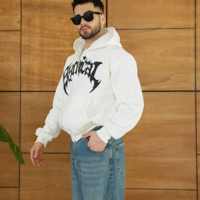 Kapüşonlu Sweatshirt Hoodie - Beyaz