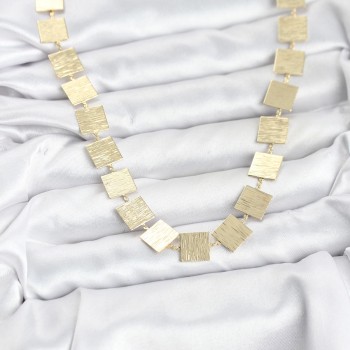 Kare Plaka Model Gold Renk Kadın Kolye