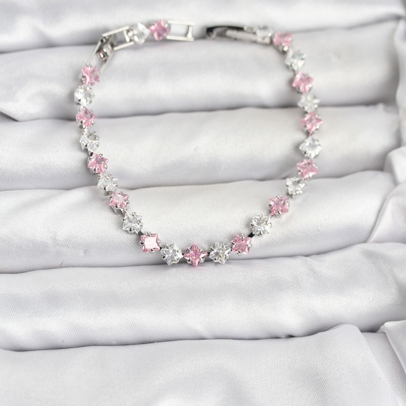 Kare Zirkon Taşlı Gümüş Renk Kadın Bileklik