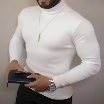 Kaşkorse Boğazlı Full Likralı Fitilli Body Kazak - Beyaz