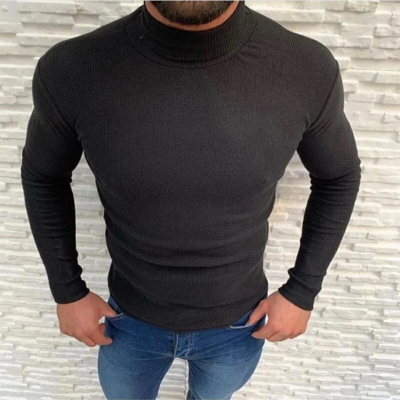 Kaşkorse Boğazlı Full Likralı Fitilli Body Kazak - Siyah