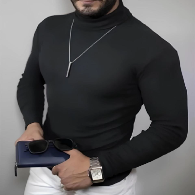 Kaşkorse Boğazlı Full Likralı Fitilli Body Kazak - Siyah