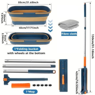 Katlanabilir Temizlik Mopu ve Tekerlekli Kova Seti