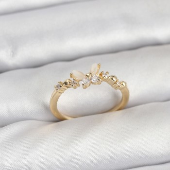 Kelebek Model Gold Renk Pirinç Kadın Yüzük