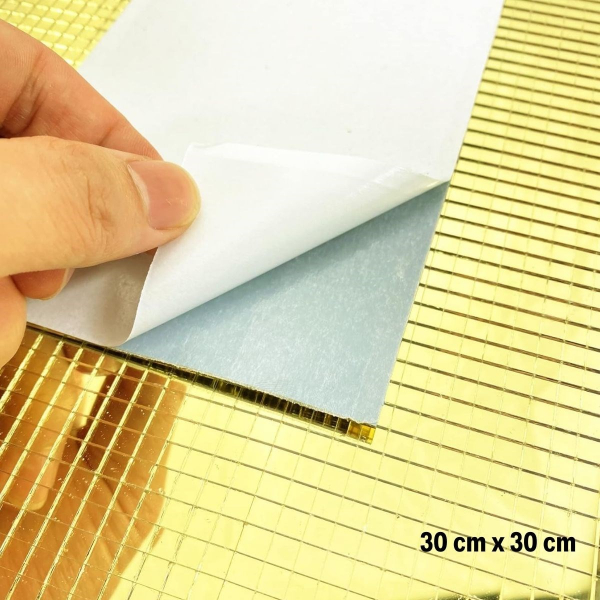 Kendinden Yapışkanlı Aynalı Kare Gold Sticker 30x30 Cm