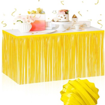 Kendinden Yapışkanlı Makaron Sarı Püsküllü Masa Eteği 