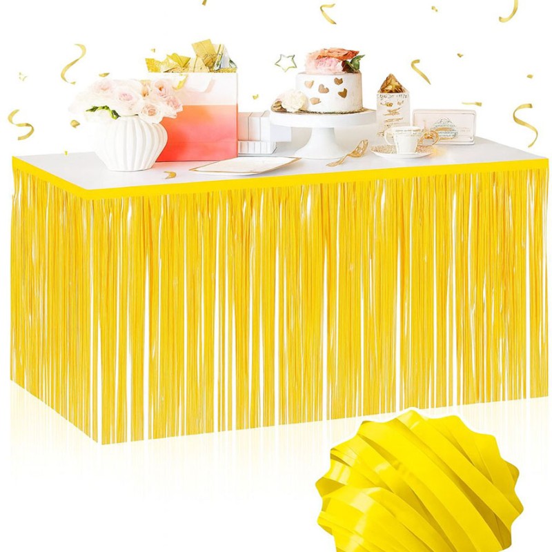 Kendinden Yapışkanlı Makaron Sarı Püsküllü Masa Eteği 