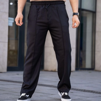 Keten Cepli Çıma Dikişli jogger Buggy Pantalon Rahat kalıp - Siyah