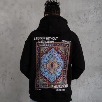 Kilim Desen Kapüşonlu - Siyah