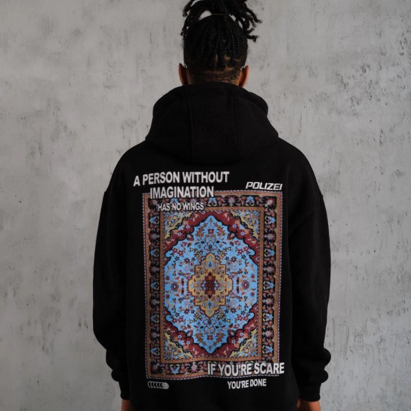 Kilim Desen Kapüşonlu - Siyah